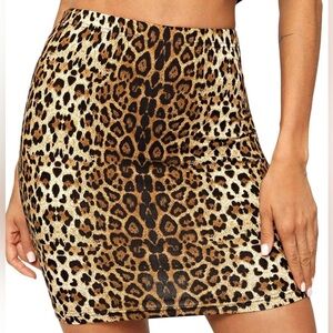 Women's Leopard Print Stretch Bodycon Short Pencil Mini Skirt Brow…